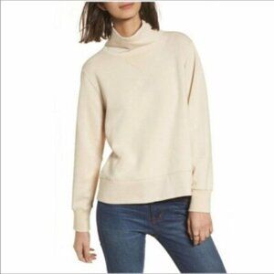 Madewell Champagne Cream Turtleneck Sweatshirt XS 100% Cotton Minimalist